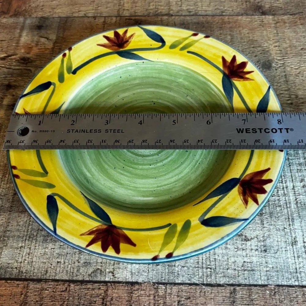 2- Pier 1 One Elizabeth Hand Painted Floral Stoneware Salad Plates 8”